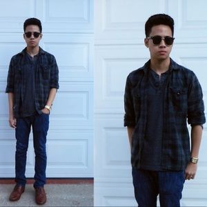 Converse Blue Flannel Button Up